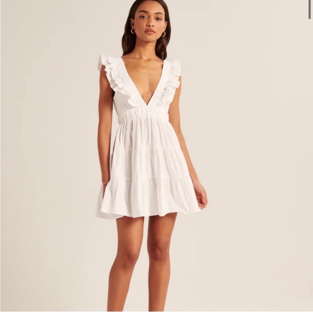 Abercrombie & Fitch White Ruffle Mini Dress